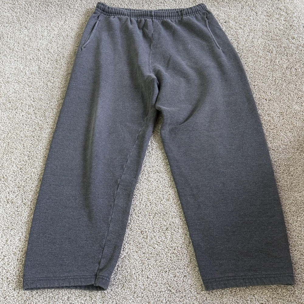Wilson Sweatpants Mens Large Gray Fleece Elastic Waist Pockets Straight Leg